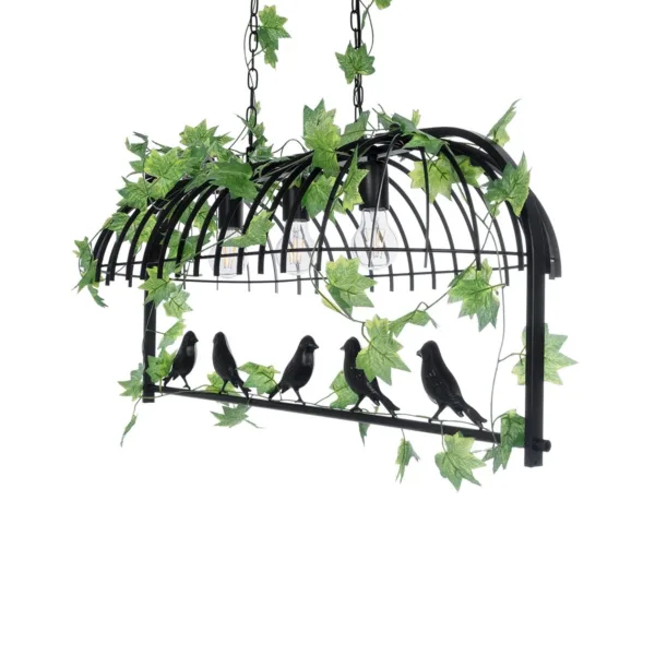 GloboStar® NEST 01646 Vintage Κρεμαστό Φωτιστικό Φιγούρα Τρίφωτο 3 x E27 IP20 Μαύρο Μέταλλο με Πράσινο Πλαστικό - Μ85.5 x Π37.5 x Y38cm - Image 7