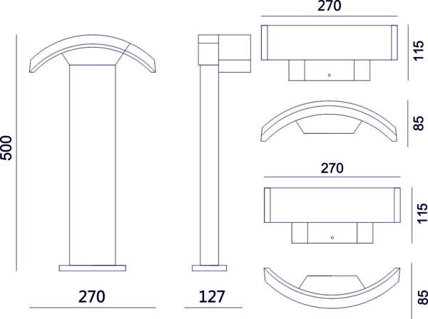 LED ΦΩΤΙΣΤΙΚΟ ΑΛΟΥΜΙΝΙΟΥ ΚΑΜΠΥΛΗ ΣΕ ΚΟΛΩΝΑ 50cm 10W 4000Κ ΣΚΟΥΡΙΑ - Image 2