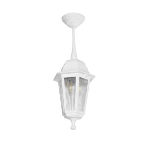 GloboStar® VITRO 203-0199 Vintage Κρεμαστό Φωτιστικό Φαναράκι Μονόφωτο 1 x E27 IP44 Λευκό Πλαστικό Σώμα - Μ16 x Π16 x Υ48cm