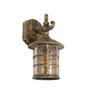 GloboStar® PHAROS 01228 Vintage Επιτοίχιο Φωτιστικό Απλίκα Μονόφωτο 1 x E27 IP20 Mπρούτζινο Μέταλλο - Μ17 x Π19 x Υ29cm