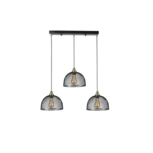 GloboStar® GLIND 201-0082 Vintage Κρεμαστό Φωτιστικό Ράγα Ράγα Τρίφωτο 3 x E27 IP20 Μαύρο Μέταλλο - Μ55 x Π25 x Υ70cm