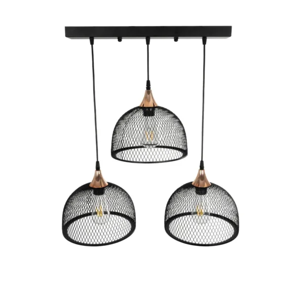 GloboStar® GLIND 201-0082 Vintage Κρεμαστό Φωτιστικό Ράγα Ράγα Τρίφωτο 3 x E27 IP20 Μαύρο Μέταλλο - Μ55 x Π25 x Υ70cm - Image 5