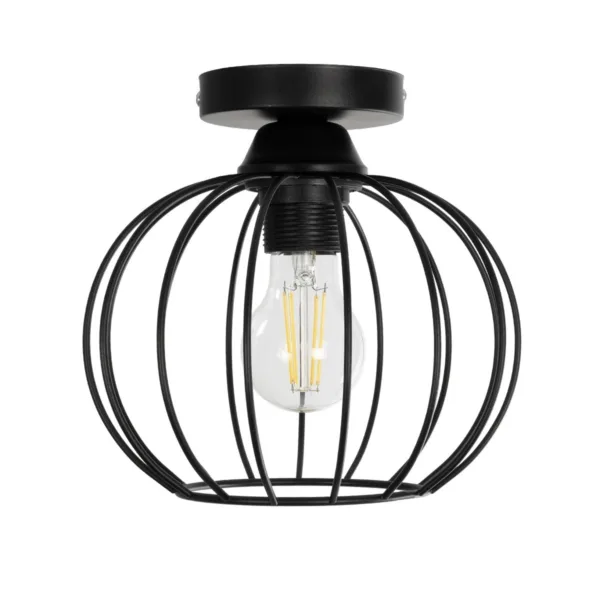 GLOBOSTAR® BITUIN 201-0116 Μοντέρνο Φωτιστικό Οροφής με Ντουί 1 x E27 AC 220-240V IP20 - Μαύρο - Μ21 x Π21 x Υ18cm - Image 3