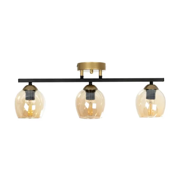 GLOBOSTAR® RADIUS 201-0122 Vintage Φωτιστικό Οροφής με Ντουί 3 x E27 AC 220-240V IP20 - Χρυσό, Μαύρο & Διάφανο- Μ60 x Π13 x Υ16cm - Image 3