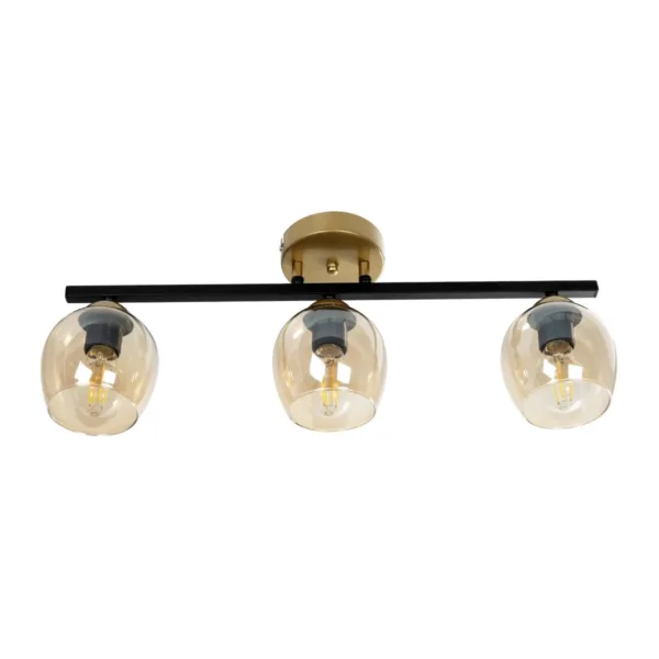 GLOBOSTAR® RADIUS 201-0122 Vintage Φωτιστικό Οροφής με Ντουί 3 x E27 AC 220-240V IP20 - Χρυσό, Μαύρο & Διάφανο- Μ60 x Π13 x Υ16cm - Image 4
