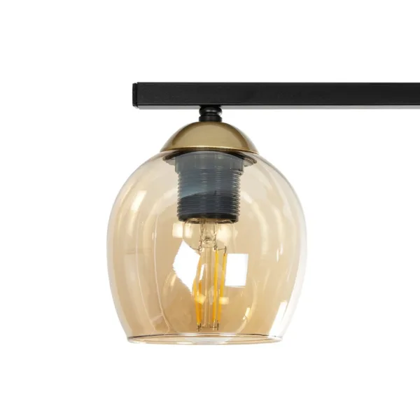 GLOBOSTAR® RADIUS 201-0122 Vintage Φωτιστικό Οροφής με Ντουί 3 x E27 AC 220-240V IP20 - Χρυσό, Μαύρο & Διάφανο- Μ60 x Π13 x Υ16cm - Image 5