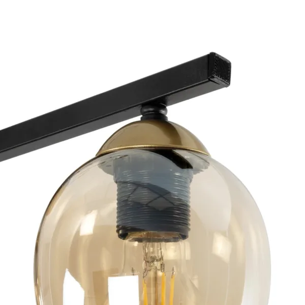 GLOBOSTAR® RADIUS 201-0122 Vintage Φωτιστικό Οροφής με Ντουί 3 x E27 AC 220-240V IP20 - Χρυσό, Μαύρο & Διάφανο- Μ60 x Π13 x Υ16cm - Image 6