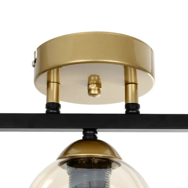 GLOBOSTAR® RADIUS 201-0122 Vintage Φωτιστικό Οροφής με Ντουί 3 x E27 AC 220-240V IP20 - Χρυσό, Μαύρο & Διάφανο- Μ60 x Π13 x Υ16cm - Image 7