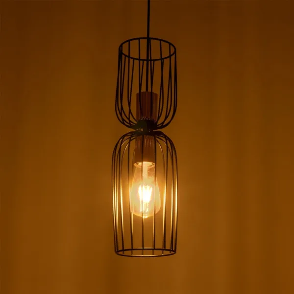 GLOBOSTAR® LAVERA 201-0024 Vintage Κρεμαστό Φωτιστικό Οροφής με Ντουί 1 x E27 AC 220-240V IP20 - Χρυσό & Λευκό - Μ14 x Π14 x Υ44cm - Image 2