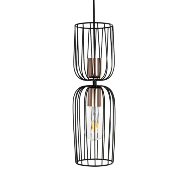 GLOBOSTAR® LAVERA 201-0024 Vintage Κρεμαστό Φωτιστικό Οροφής με Ντουί 1 x E27 AC 220-240V IP20 - Χρυσό & Λευκό - Μ14 x Π14 x Υ44cm - Image 4