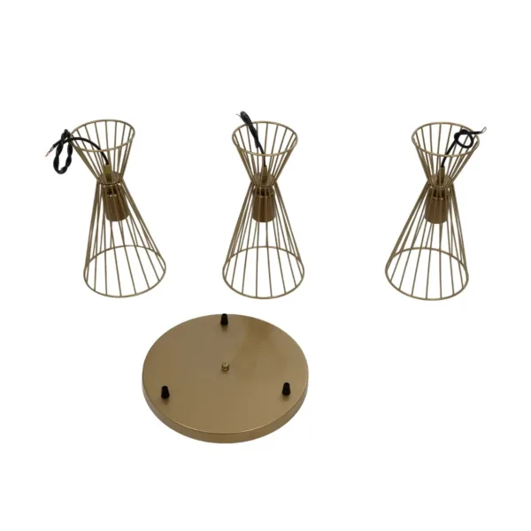 GLOBOSTAR® FLIXIO 201-0126 Vintage Κρεμαστό Φωτιστικό Οροφής με Ντουί 3 x E27 AC 220-240V IP20 - Χρυσό - Μ40 x Π40 x Υ70cm - Image 10