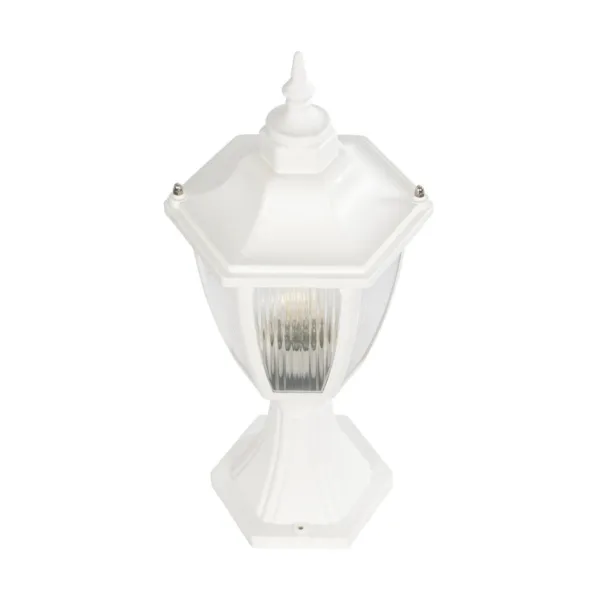 GloboStar® ENGLAND 202-0010 Vintage Επιδαπέδιο Φωτιστικό Φαναράκι Μονόφωτο 1 x E27 IP44 Λευκό Πλαστικό - Μ20 x Π20 x Υ45cm - Image 5