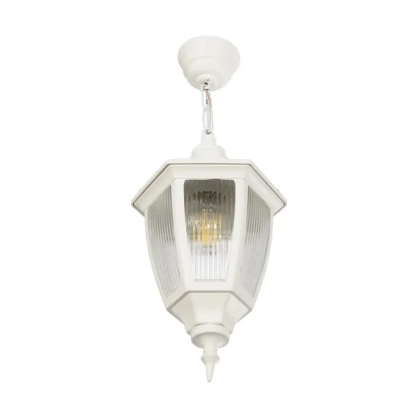 GloboStar® ENGLAND 202-0014 Vintage Κρεμαστό Φωτιστικό Φαναράκι Μονόφωτο 1 x E27 IP44 Λευκό Πλαστικό - Μ20 x Π20 x Υ55cm - Image 4