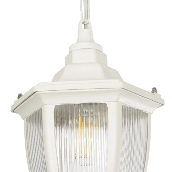 GloboStar® ENGLAND 202-0014 Vintage Κρεμαστό Φωτιστικό Φαναράκι Μονόφωτο 1 x E27 IP44 Λευκό Πλαστικό - Μ20 x Π20 x Υ55cm - Image 6
