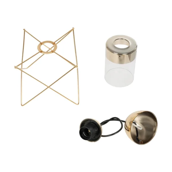 GloboStar® PLEX 202-0037 Μοντέρνο Κρεμαστό Φωτιστικό Πλέγμα Μονόφωτο 1 x E27 IP20 Χρυσό Μέταλλο με Διάφανο Γυαλί - Μ20 x Π20 x Υ70cm - Image 10