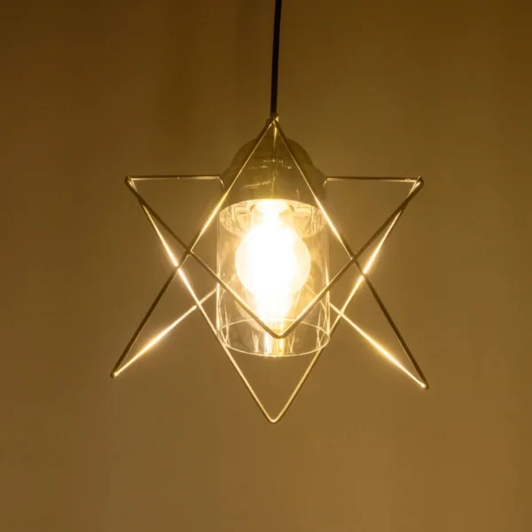 GloboStar® PLEX 202-0038 Μοντέρνο Κρεμαστό Φωτιστικό Πλέγμα Μονόφωτο 1 x E27 IP20 Ασημί Μέταλλο με Διάφανο Γυαλί - Μ20 x Π20 x Υ70cm - Image 2