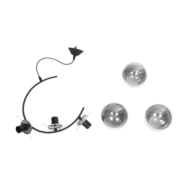 GloboStar® CITY 202-0041 Μοντέρνο Κρεμαστό Φωτιστικό Μπάλα Τρίφωτο 3 x E27 IP20 Μαύρο Μέταλλο με Διάφανο Γυαλί - Μ45 x Π15 x Υ55cm - Image 10