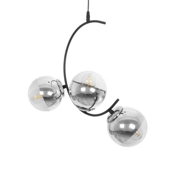 GloboStar® CITY 202-0041 Μοντέρνο Κρεμαστό Φωτιστικό Μπάλα Τρίφωτο 3 x E27 IP20 Μαύρο Μέταλλο με Διάφανο Γυαλί - Μ45 x Π15 x Υ55cm - Image 4