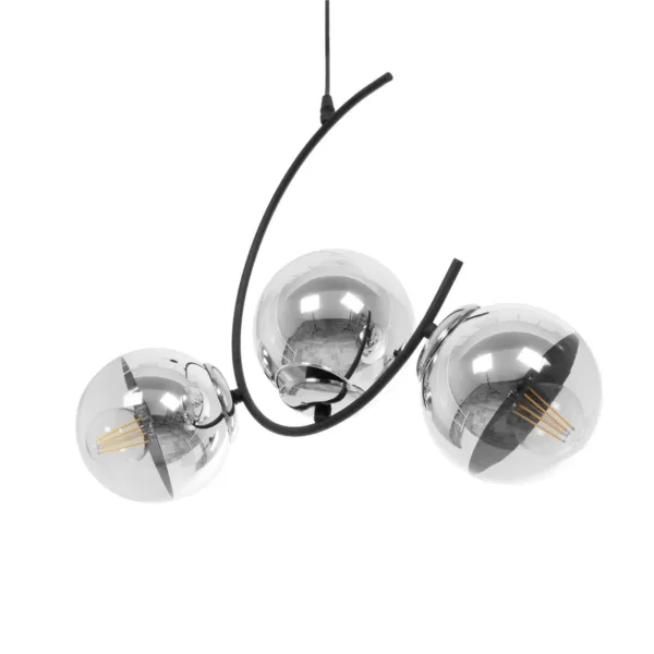 GloboStar® CITY 202-0041 Μοντέρνο Κρεμαστό Φωτιστικό Μπάλα Τρίφωτο 3 x E27 IP20 Μαύρο Μέταλλο με Διάφανο Γυαλί - Μ45 x Π15 x Υ55cm - Image 5
