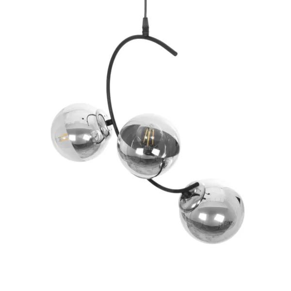 GloboStar® CITY 202-0041 Μοντέρνο Κρεμαστό Φωτιστικό Μπάλα Τρίφωτο 3 x E27 IP20 Μαύρο Μέταλλο με Διάφανο Γυαλί - Μ45 x Π15 x Υ55cm - Image 6