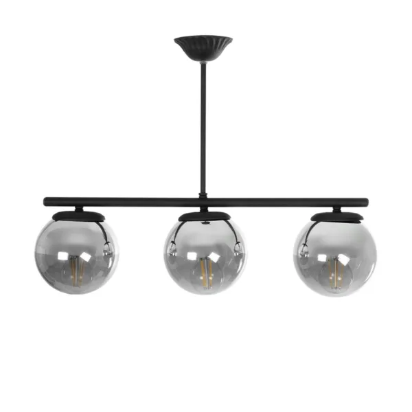 GloboStar® CITY 202-0043 Μοντέρνο Κρεμαστό Φωτιστικό Μπάλα Τρίφωτο 3 x E27 IP20 Μαύρο Μέταλλο με Διάφανο Γυαλί - Μ55 x Π15 x Υ43cm - Image 3
