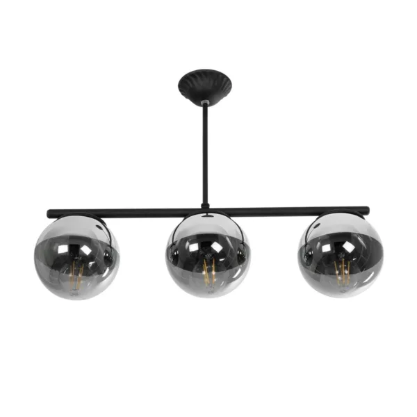 GloboStar® CITY 202-0043 Μοντέρνο Κρεμαστό Φωτιστικό Μπάλα Τρίφωτο 3 x E27 IP20 Μαύρο Μέταλλο με Διάφανο Γυαλί - Μ55 x Π15 x Υ43cm - Image 4