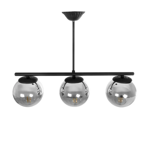 GloboStar® CITY 202-0043 Μοντέρνο Κρεμαστό Φωτιστικό Μπάλα Τρίφωτο 3 x E27 IP20 Μαύρο Μέταλλο με Διάφανο Γυαλί - Μ55 x Π15 x Υ43cm - Image 5