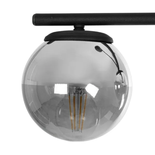 GloboStar® CITY 202-0043 Μοντέρνο Κρεμαστό Φωτιστικό Μπάλα Τρίφωτο 3 x E27 IP20 Μαύρο Μέταλλο με Διάφανο Γυαλί - Μ55 x Π15 x Υ43cm - Image 6