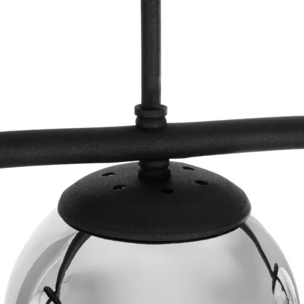 GloboStar® CITY 202-0043 Μοντέρνο Κρεμαστό Φωτιστικό Μπάλα Τρίφωτο 3 x E27 IP20 Μαύρο Μέταλλο με Διάφανο Γυαλί - Μ55 x Π15 x Υ43cm - Image 7