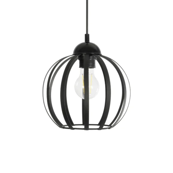 GloboStar® LUSE 202-0048 Μοντέρνο Κρεμαστό Φωτιστικό Πλέγμα Μονόφωτο 1 x E27 IP20 Μαύρο Μέταλλο- Μ24 x Π24 x Υ70cm - Image 4