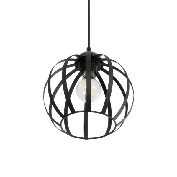 GloboStar® LUSE 202-0048 Μοντέρνο Κρεμαστό Φωτιστικό Πλέγμα Μονόφωτο 1 x E27 IP20 Μαύρο Μέταλλο- Μ24 x Π24 x Υ70cm - Image 5