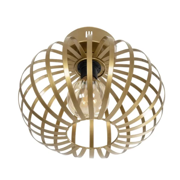 GloboStar® STAR 202-0050 Μοντέρνο Φωτιστικό Οροφής Πλέγμα Μονόφωτο 1 x E27 IP20 Χρυσό Μέταλλο - Μ40 x Π40 x Υ27cm - Image 4