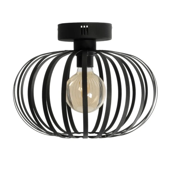 GloboStar® STAR 202-0051 Μοντέρνο Φωτιστικό Οροφής Πλέγμα Μονόφωτο 1 x E27 IP20 Μαύρο Μέταλλο - Μ40 x Π40 x Υ27cm - Image 3