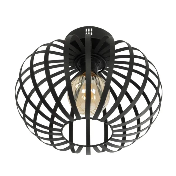 GloboStar® STAR 202-0051 Μοντέρνο Φωτιστικό Οροφής Πλέγμα Μονόφωτο 1 x E27 IP20 Μαύρο Μέταλλο - Μ40 x Π40 x Υ27cm - Image 4