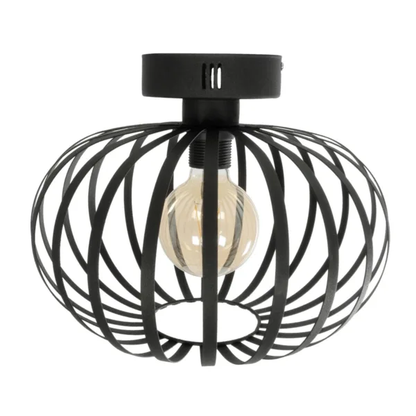 GloboStar® STAR 202-0051 Μοντέρνο Φωτιστικό Οροφής Πλέγμα Μονόφωτο 1 x E27 IP20 Μαύρο Μέταλλο - Μ40 x Π40 x Υ27cm - Image 5