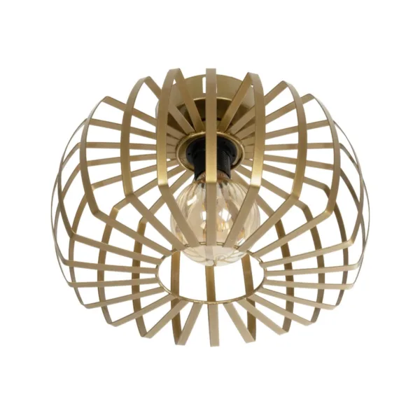 GloboStar® STAR 202-0053 Μοντέρνο Φωτιστικό Οροφής Πλέγμα Μονόφωτο 1 x E27 IP20 Χρυσό Μέταλλο - Μ40 x Π40 x Υ27cm - Image 4