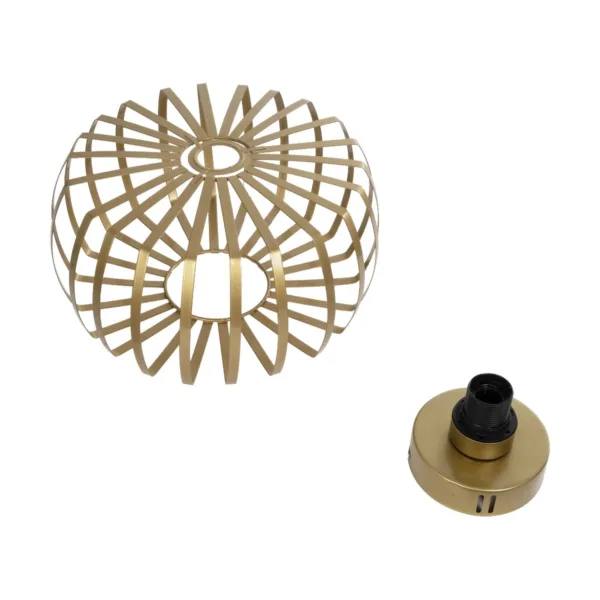 GloboStar® STAR 202-0053 Μοντέρνο Φωτιστικό Οροφής Πλέγμα Μονόφωτο 1 x E27 IP20 Χρυσό Μέταλλο - Μ40 x Π40 x Υ27cm - Image 9