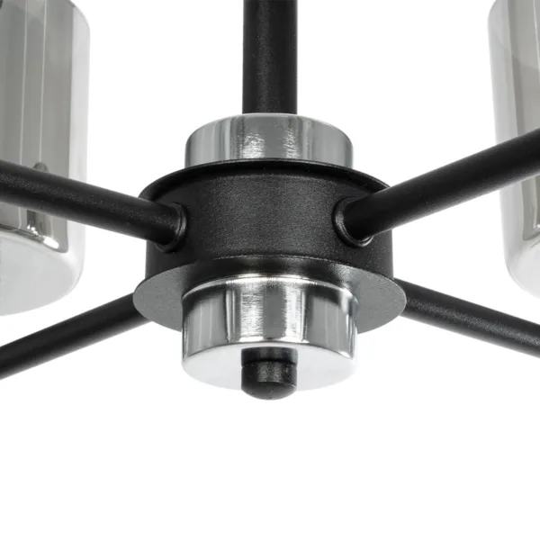 GloboStar® SHORD 202-0056 Μοντέρνο Κρεμαστό Φωτιστικό Ανάρτηση Πολύφωτο 4 x E27 IP20 Μαύρο Μέταλλο με Μελί Γυαλί - Μ40 x Π40 x Υ27cm - Image 8