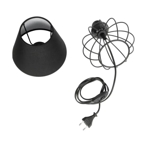 GloboStar® SHAPE 202-0057 Μοντέρνο Eπιτραπέζιο Φωτιστικό Μονόφωτο 1 x E27 IP20 Μαύρο Μέταλλο με Μαύρο Ύφασμα - Μ40 x Π40 x Υ27cm - Image 9