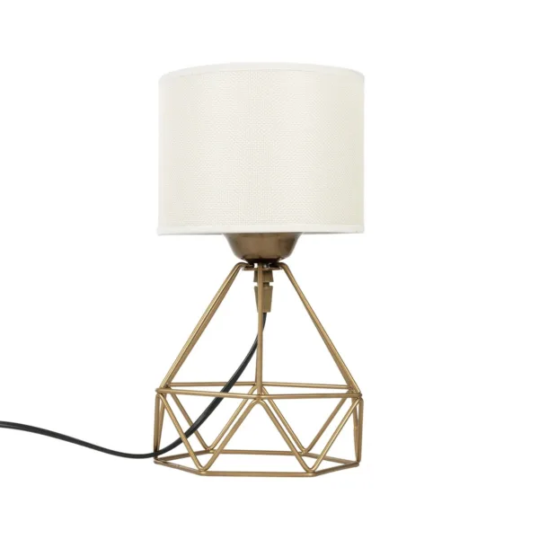 GloboStar® SHAPE 202-0058 Μοντέρνο Eπιτραπέζιο Φωτιστικό Μονόφωτο 1 x E27 IP20 Χρυσό Μέταλλο με Λευκό Ύφασμα - Μ40 x Π40 x Υ27cm - Image 3