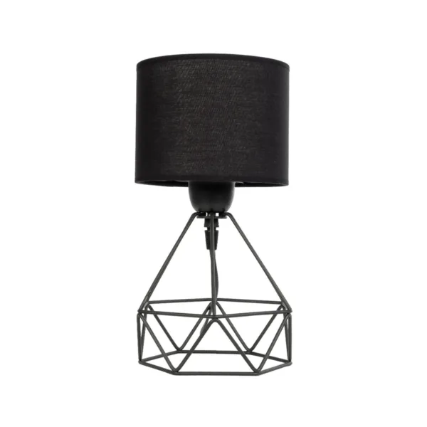 GloboStar® SHAPE 202-0059 Μοντέρνο Eπιτραπέζιο Φωτιστικό Μονόφωτο 1 x E27 IP20 Μαύρο Μέταλλο με Μαύρο Ύφασμα - Μ40 x Π40 x Υ27cm - Image 3