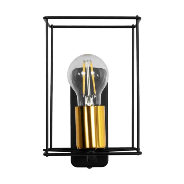 GloboStar® CYRA 203-0012 Μοντέρνο Επιτοίχιο Φωτιστικό Απλίκα Μονόφωτο 1 x E27 IP20 Μαύρο & Χρυσό Μέταλλο - Μ21 x Π21 x Υ19cm - Image 3