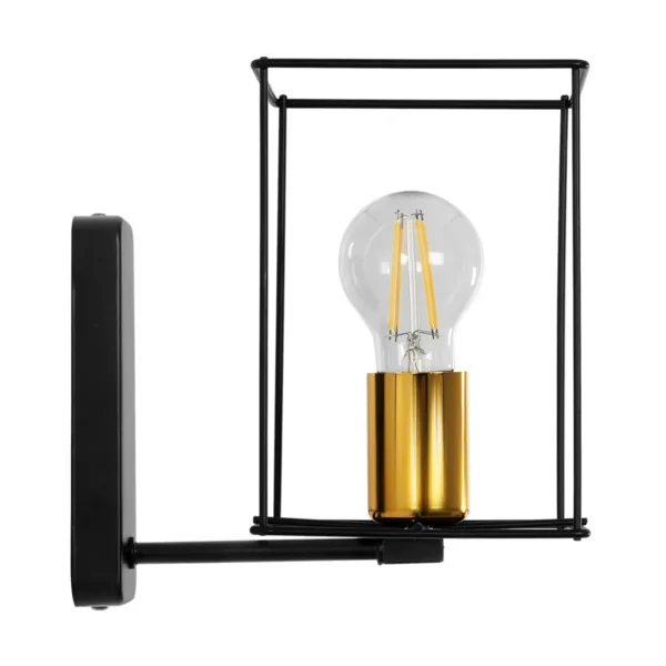 GloboStar® CYRA 203-0012 Μοντέρνο Επιτοίχιο Φωτιστικό Απλίκα Μονόφωτο 1 x E27 IP20 Μαύρο & Χρυσό Μέταλλο - Μ21 x Π21 x Υ19cm - Image 4