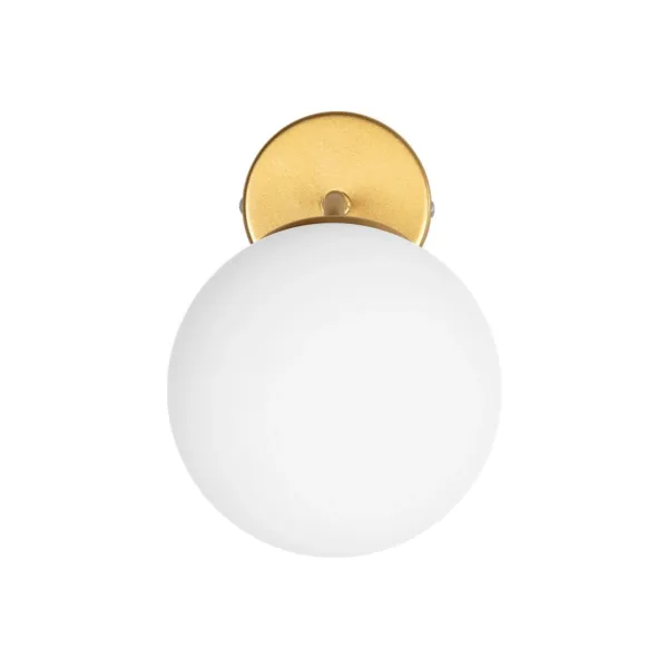 GloboStar® DALPH 203-0033 Vintage Επιτοίχιο Φωτιστικό Απλίκα Μονόφωτο 1 x E27 IP20 Χρυσό Μέταλλο με Λευκό Γυαλί - M15 x Π18 x Υ22.5cm - Image 3