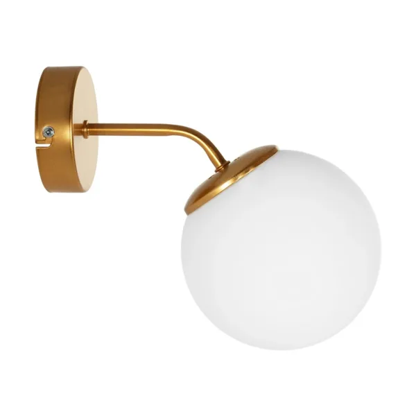 GloboStar® DALPH 203-0033 Vintage Επιτοίχιο Φωτιστικό Απλίκα Μονόφωτο 1 x E27 IP20 Χρυσό Μέταλλο με Λευκό Γυαλί - M15 x Π18 x Υ22.5cm - Image 4