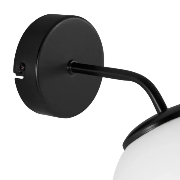 GloboStar® DALPH 203-0034 Vintage Επιτοίχιο Φωτιστικό Απλίκα Μονόφωτο 1 x E27 IP20 Μαύρο Μέταλλο με Λευκό Γυαλί - M15 x Π18 x Υ22.5cm - Image 6