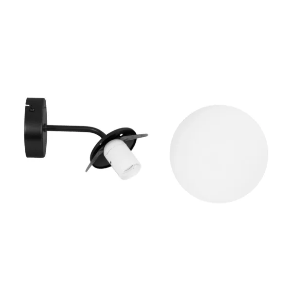 GloboStar® DALPH 203-0034 Vintage Επιτοίχιο Φωτιστικό Απλίκα Μονόφωτο 1 x E27 IP20 Μαύρο Μέταλλο με Λευκό Γυαλί - M15 x Π18 x Υ22.5cm - Image 7