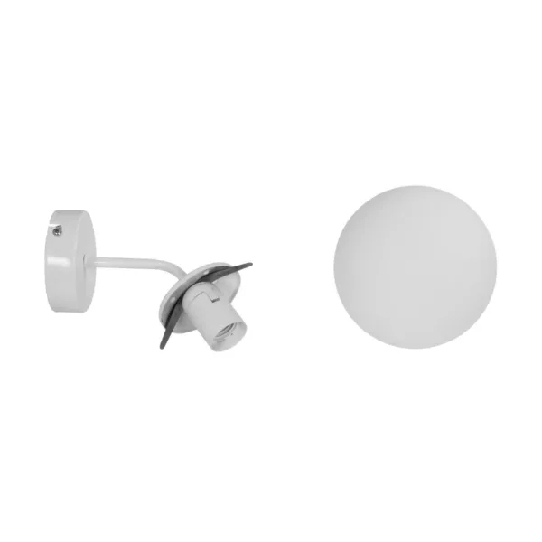 GloboStar® DALPH 203-0035 Vintage Επιτοίχιο Φωτιστικό Απλίκα Μονόφωτο 1 x E27 IP20 Λευκό Μέταλλο με Λευκό Γυαλί - M15 x Π18 x Υ22.5cm - Image 7