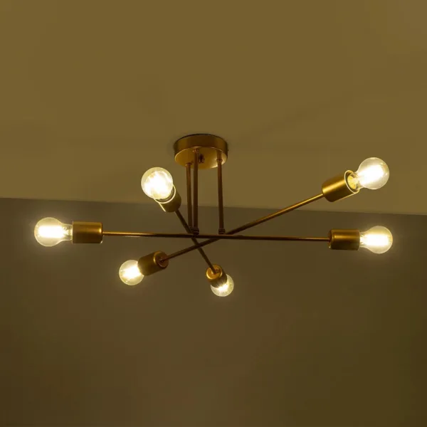 GloboStar® SPIDI 203-0114 Μοντέρνο Φωτιστικό Οροφής Πλέγμα Πολύφωτο 6 x E27 IP20 Ροζ Χρυσό Μέταλλο - Μ61 x Π61 x Υ37cm - Image 2