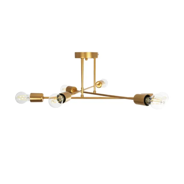GloboStar® SPIDI 203-0114 Μοντέρνο Φωτιστικό Οροφής Πλέγμα Πολύφωτο 6 x E27 IP20 Ροζ Χρυσό Μέταλλο - Μ61 x Π61 x Υ37cm - Image 3